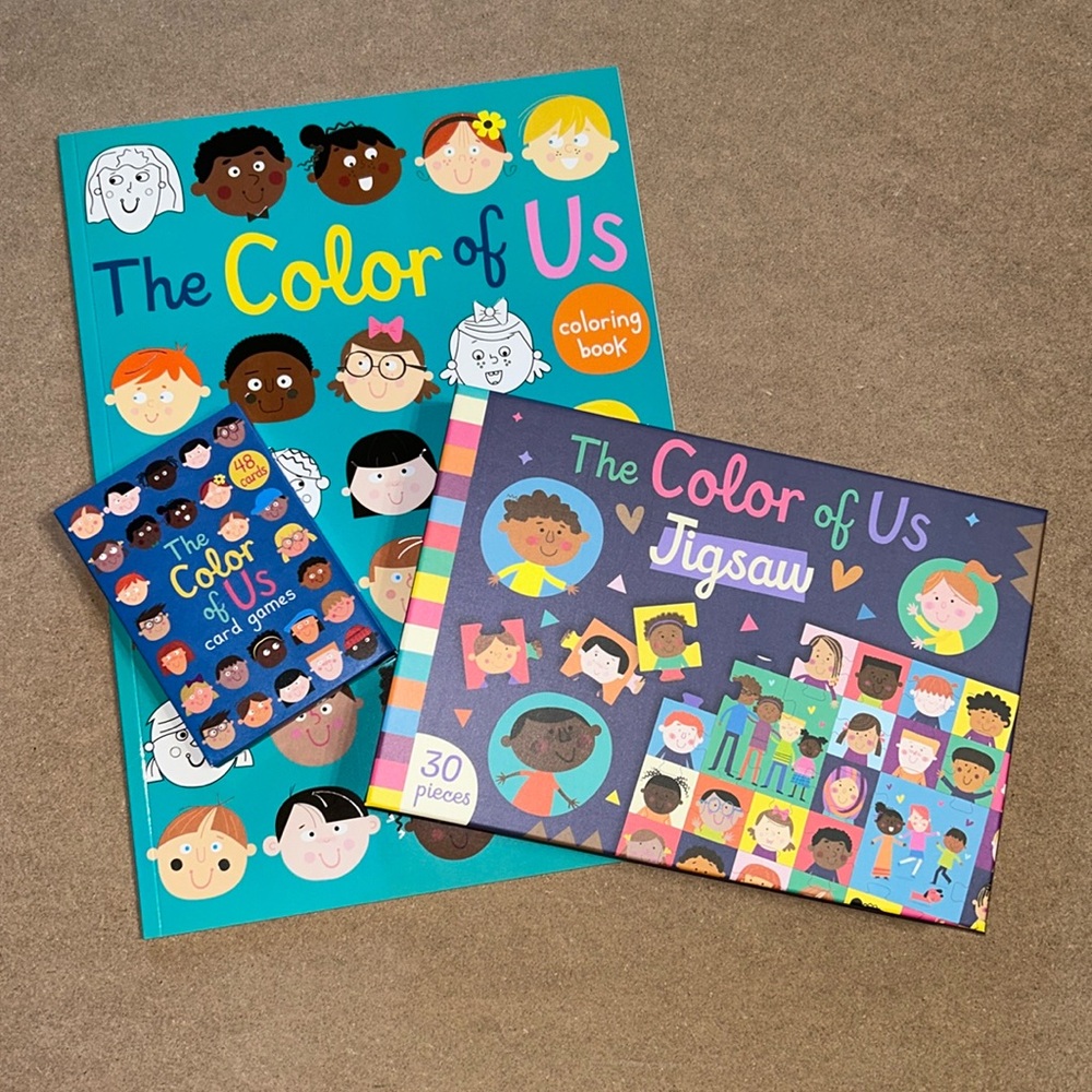 The Color of Us pack coloring book, jigsaw puzzle and card game bundle